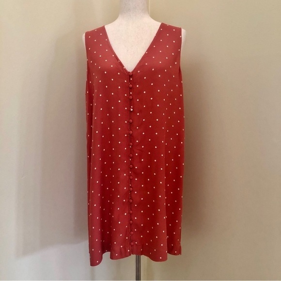 Madewell. Heather Button-Front Dress. Polka Dot Sweet Dahlia. Large - Picture 4 of 12